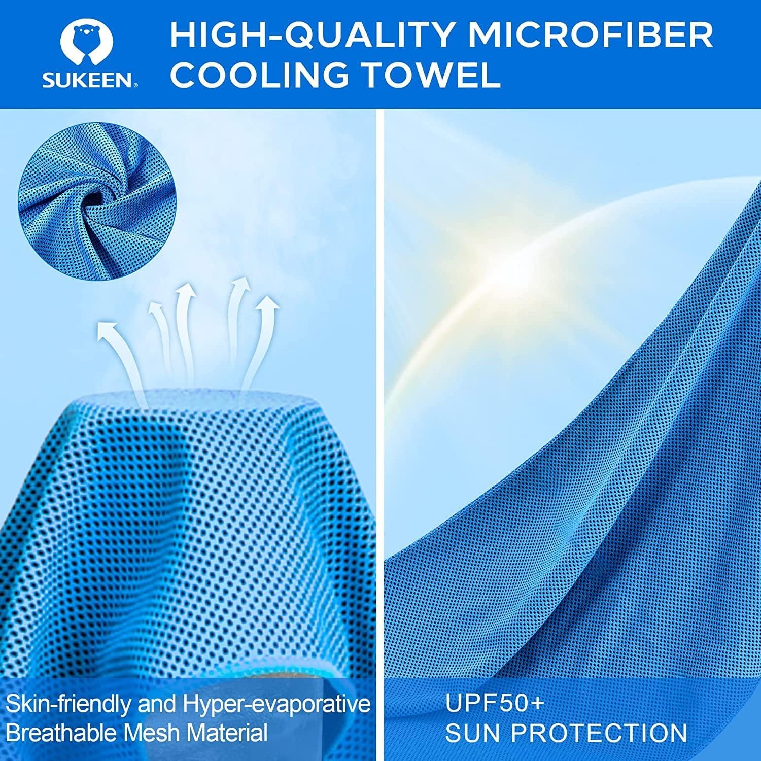 Sukeen Lot de 20 serviettes rafraîchissantes pour le cou et le visage (101,6 x 30,5 cm), serviettes rafraîchissantes pour le cou, serviettes de sport, serviettes rafraîchissantes pour temps chaud,
