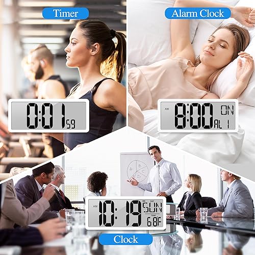 Miniatura 2 de Large Digital Wall Clock with Backlight 15 Inch Digital Alarm Clock for Bedroom Wall Clocks Battery Operated Digital Clock Large Display with