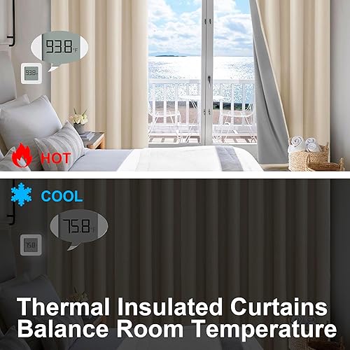 Miniatura 3 de DWCN Cortinas cortas 100% opacas para cocina, 2 paneles de bloqueo de luz solar, reducción de ruido, aislamiento térmico, a prueba de sonido con