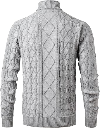 Men's Turtneck Cable Knit Pullover Sweaters Long Sleeve Basic Tops Slim Fit Solid Color Warm Sweaters