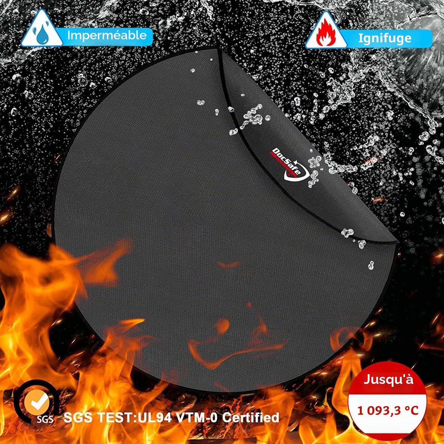 Tapis de protection rond résistant à la chaleur pour terrasse, jardin, sol, terrasse, pelouse, sol en bois, camping, pliable et résistant à l'eau 152 cm