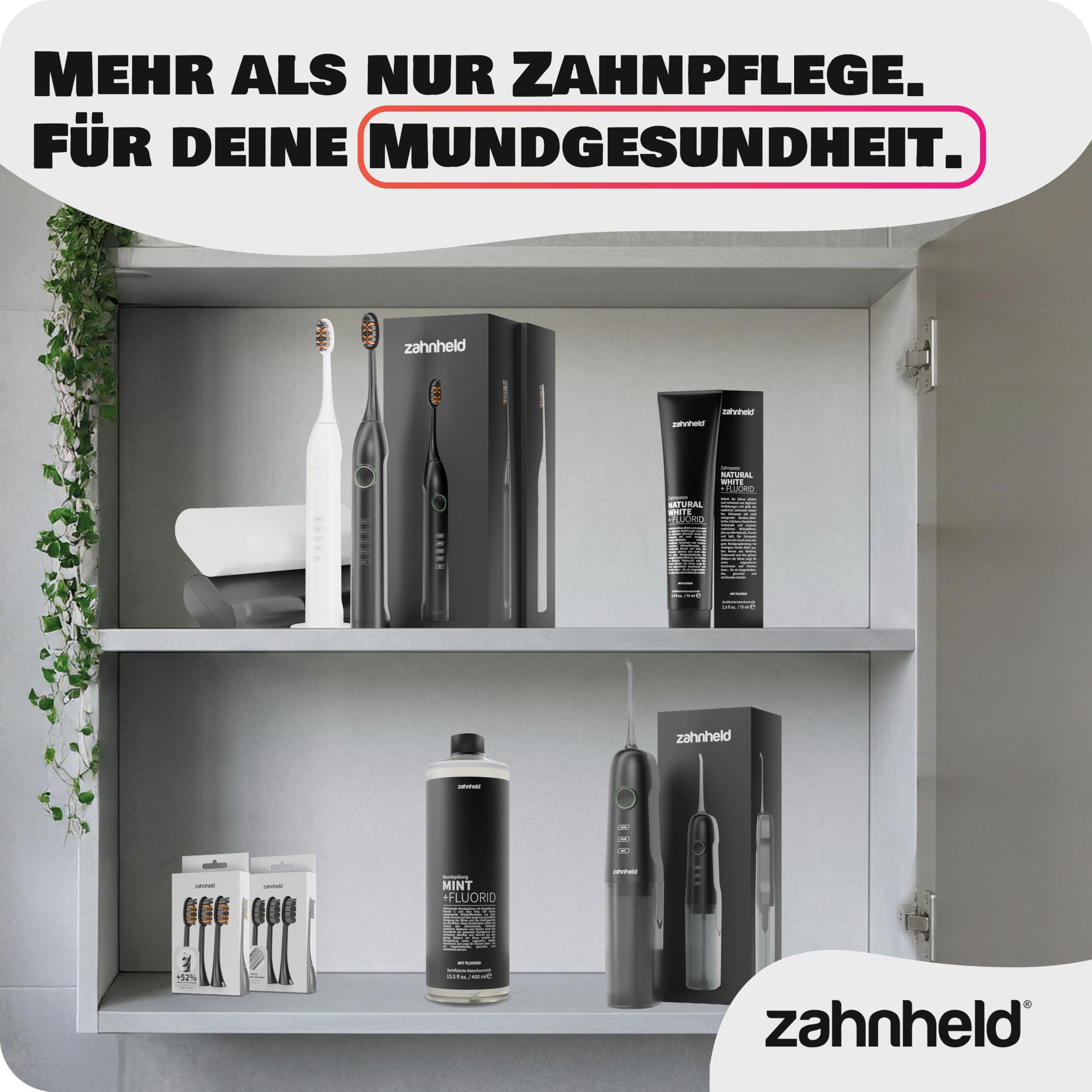 Zahnheld® Elektrische Schallzahnbürste GERO G2 | mit Bürstenköpfen Basic Mini | Vorteilsset (weiß)