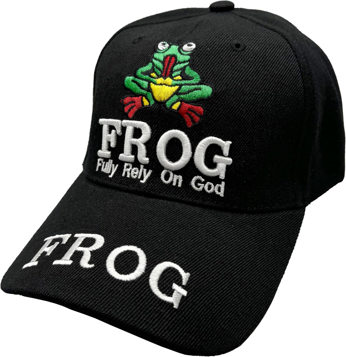 Fully Rely on God (Frog) Unisex Religious Baseball Cap with High Definition Embroidery, Multiple Colors Available