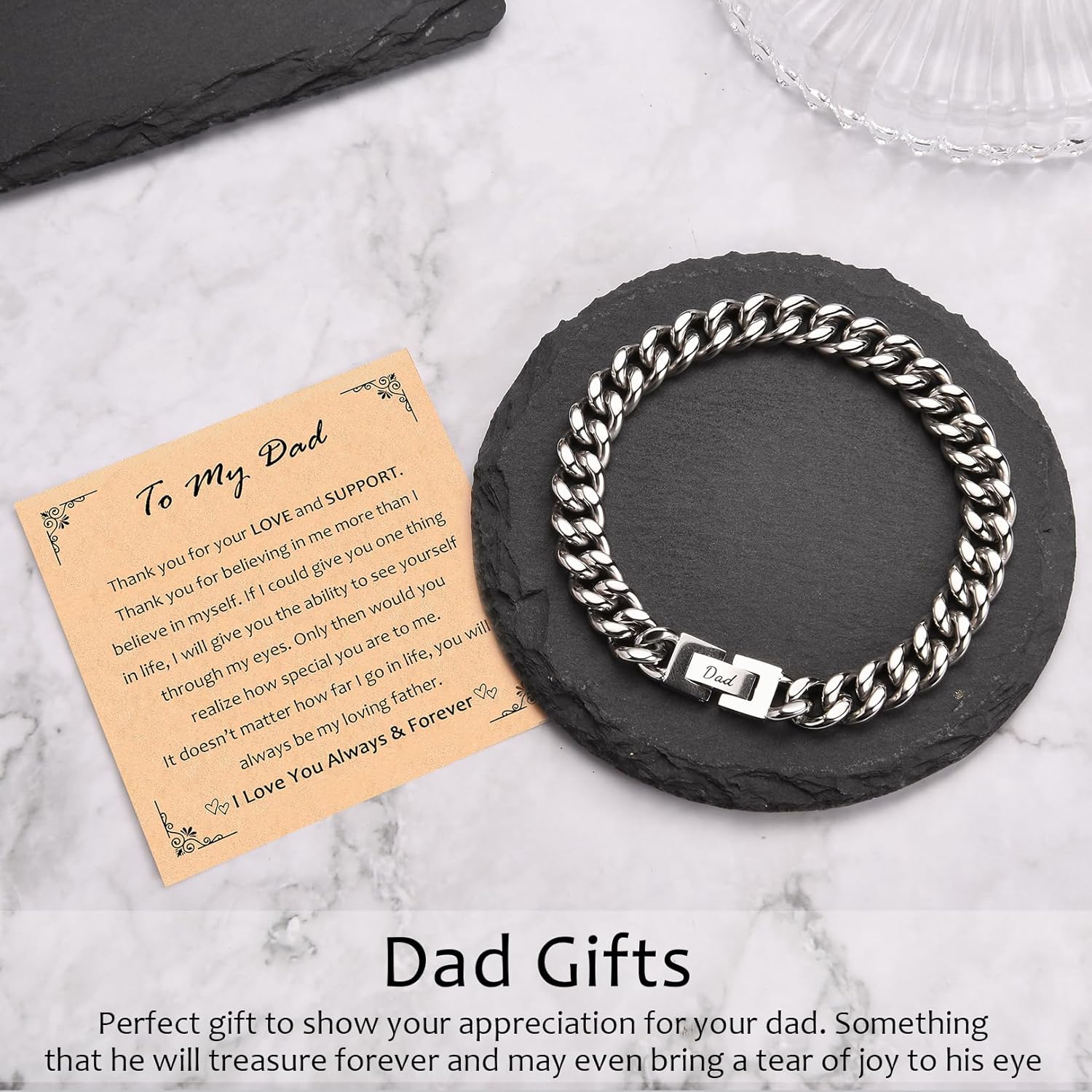 Gifts for Dad Son Grandson Grandpa Uncle Nephew Brother Mens Cuban Link Chain Bracelets Present Jewellery for Christmas Birthday Gifts for Men Him - Image 4