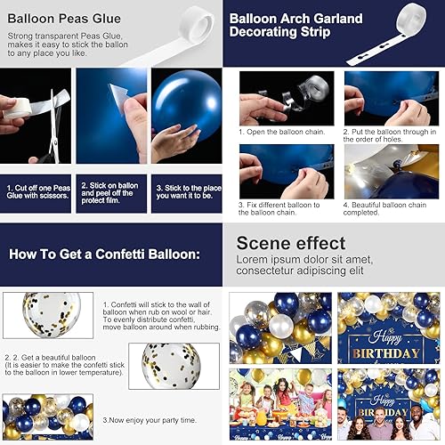 Miniatura 5 de Decoraciones para fiestas de cumpleaños, kit de globos de confeti, mantel de fondo de fotografía de feliz cumpleaños para niños, niñas, hombres,