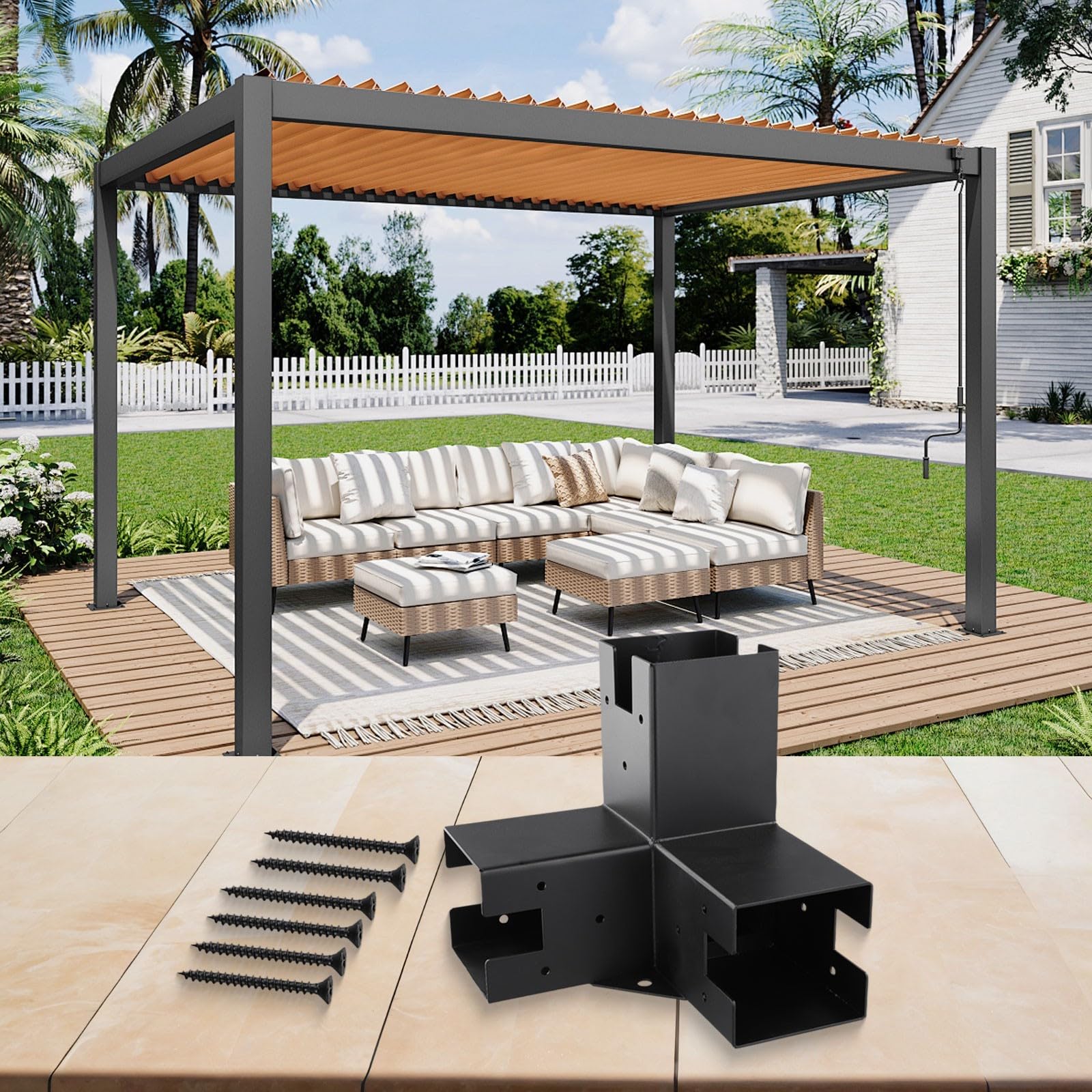 Base Poste Pérgola 150x150mm para acero Carbono Base Poste Pérgola(3T)