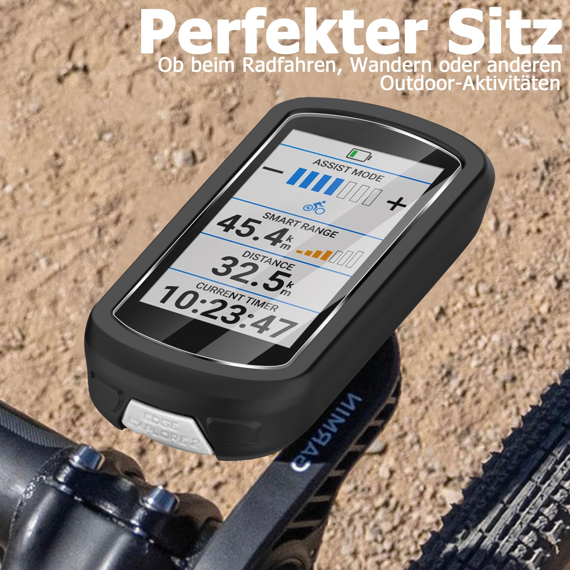 Schutzhülle + Folie Für Garmin Edge 1000 / Explore 1000 – Schwarzes Silikon-Case Mit Rundumschutz