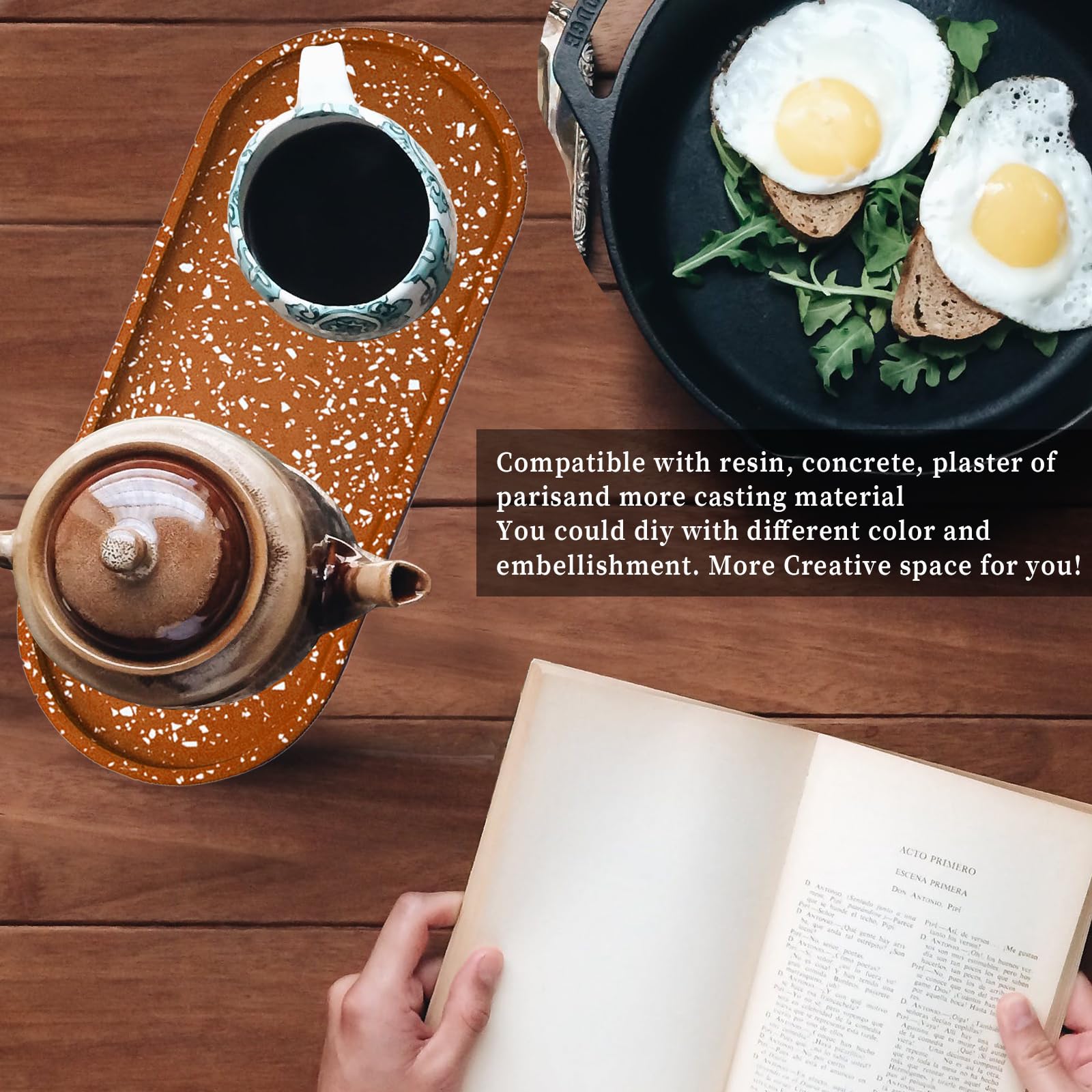 Wehous Large Oval Rolling Tray Mold - 13in Silicone Tray Molds with Edges for Epoxy Resin Craft & Home Decor - Image 5