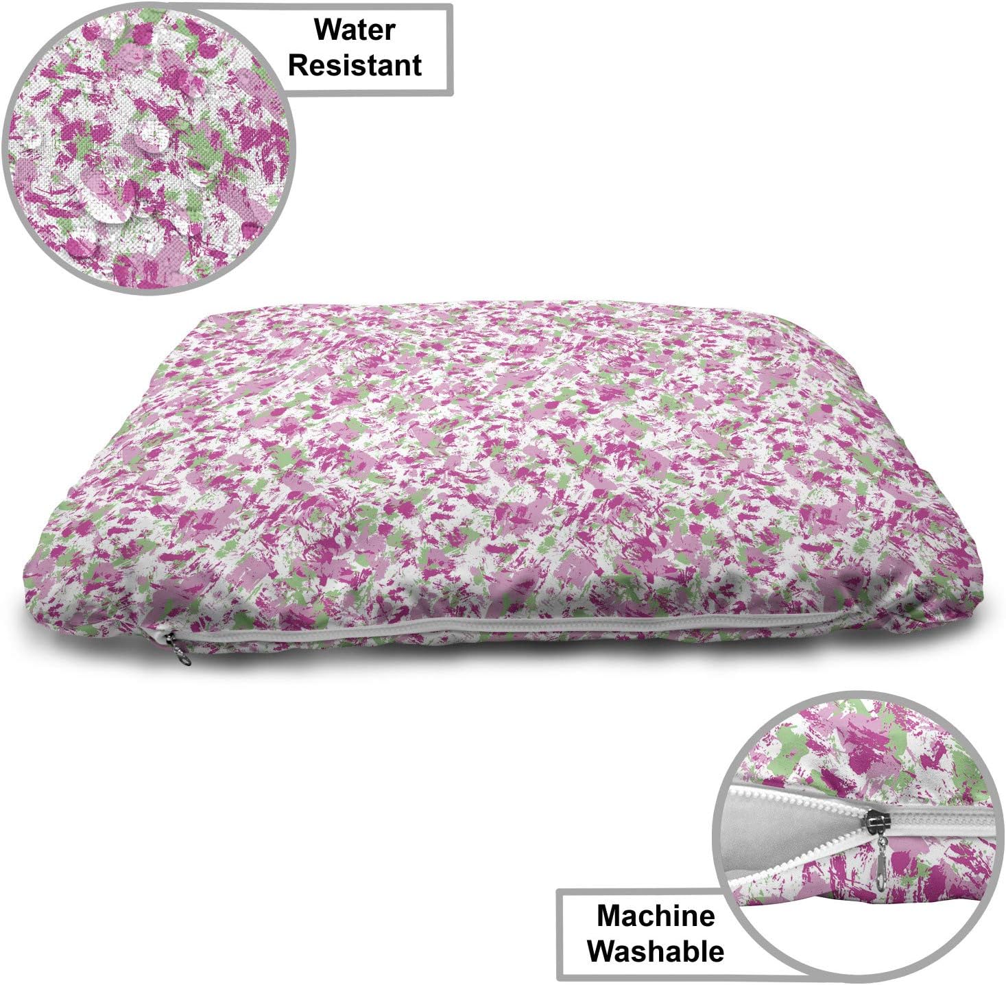 review Ambesonne Abstract Pet Bed, Continuous 80's Style Funky Jumble Paint Brush Strokes Continuous Pattern, Chew Resistant Pad for Dogs and Cats Cushion with Removable Cover, 24