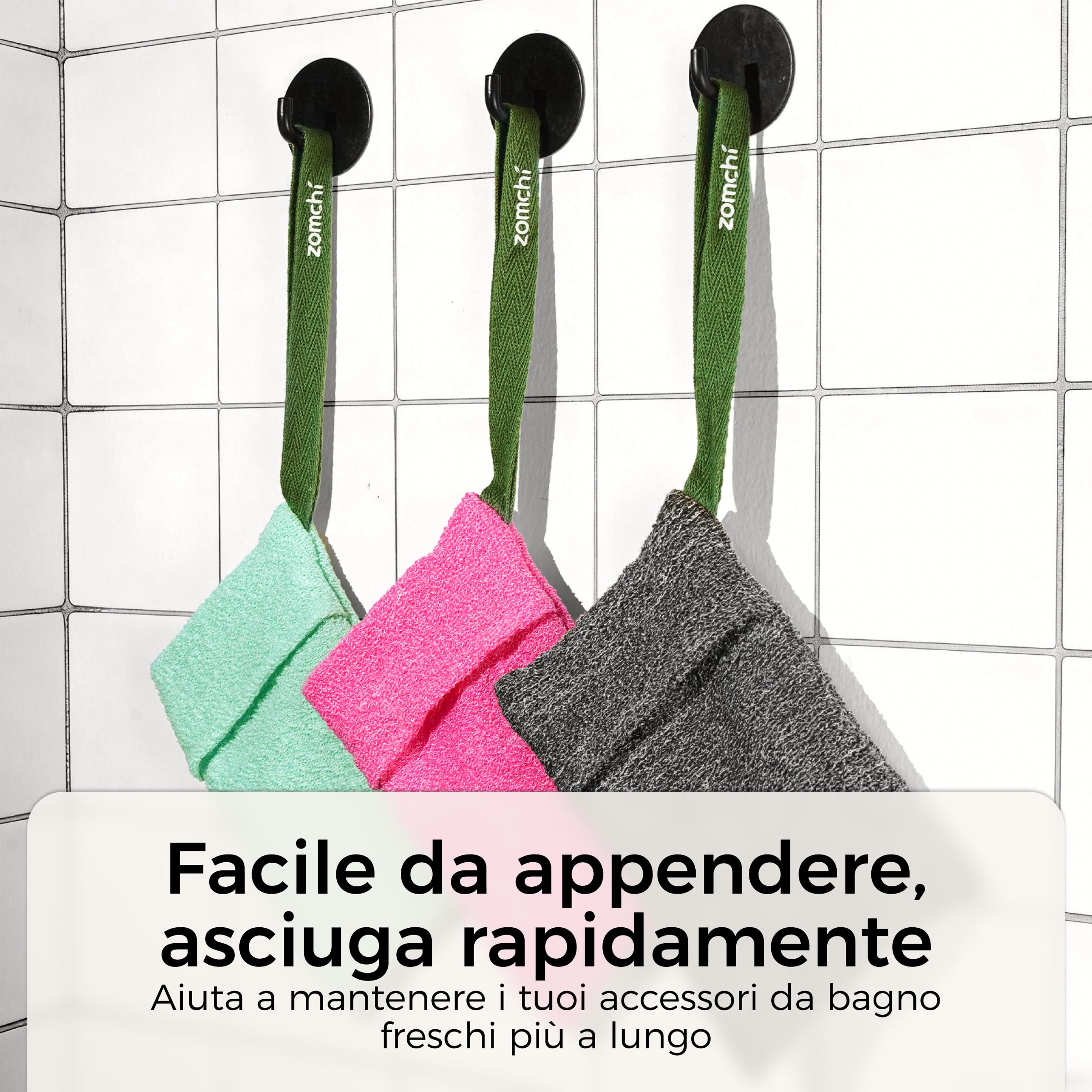 ZOMCHI Confezione da 3 Sacchetti di sapone esfoliante, Spugna esfoliante per il corpo, Contenitori per saponette, Sacchetto per saponette per esfoliazione profonda