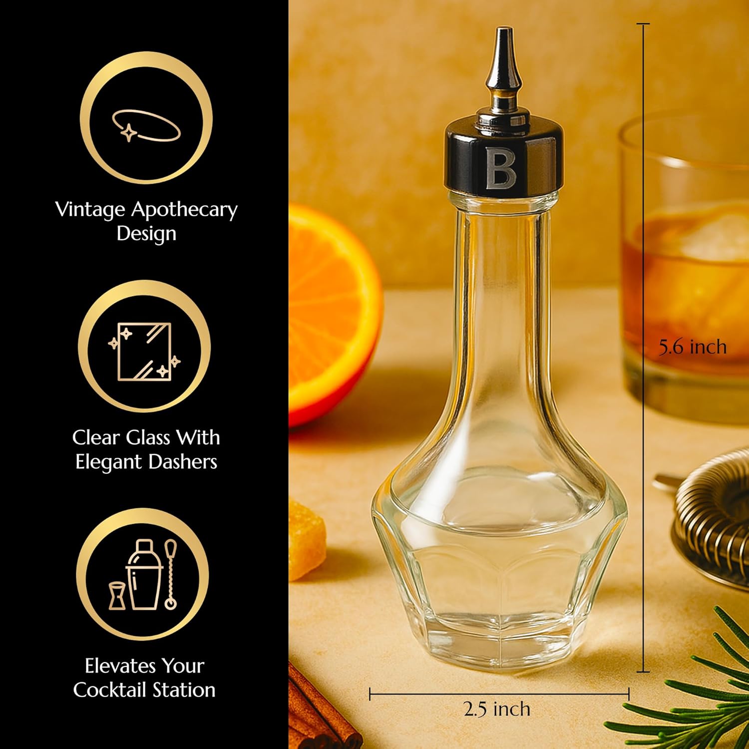 Bull in China Bitters Bottle 90ml Glass Dash Bottle With Dasher Top - Professional Bar Tool For Bartenders & Home Bars (The Quartet)