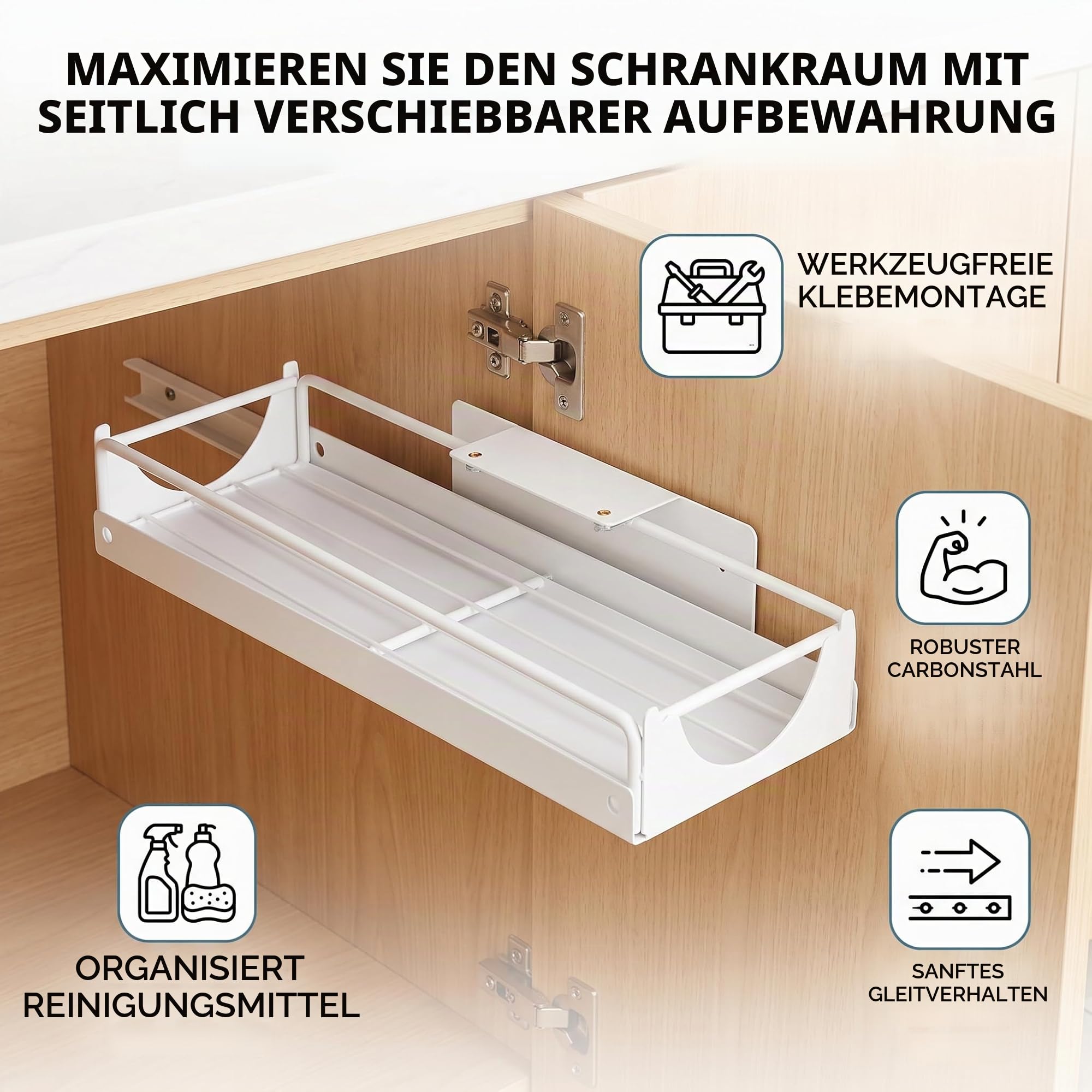 Zerodis Speicherregale Schiebetspur -Design Ausziehen Regal Einfache Installation mit Klebungsstapelbarer Küchenspeisekammer Organisation für Unterwäscheplatzierung Ausziehen Schrank Organizer