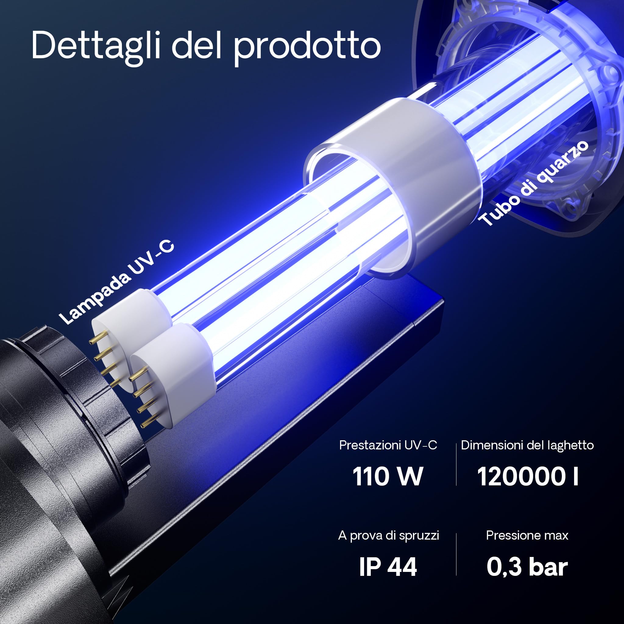 SunSun CUV-2110 Chiarificatore UVC 110W Sterilizzatore per laghetti contro le alghe