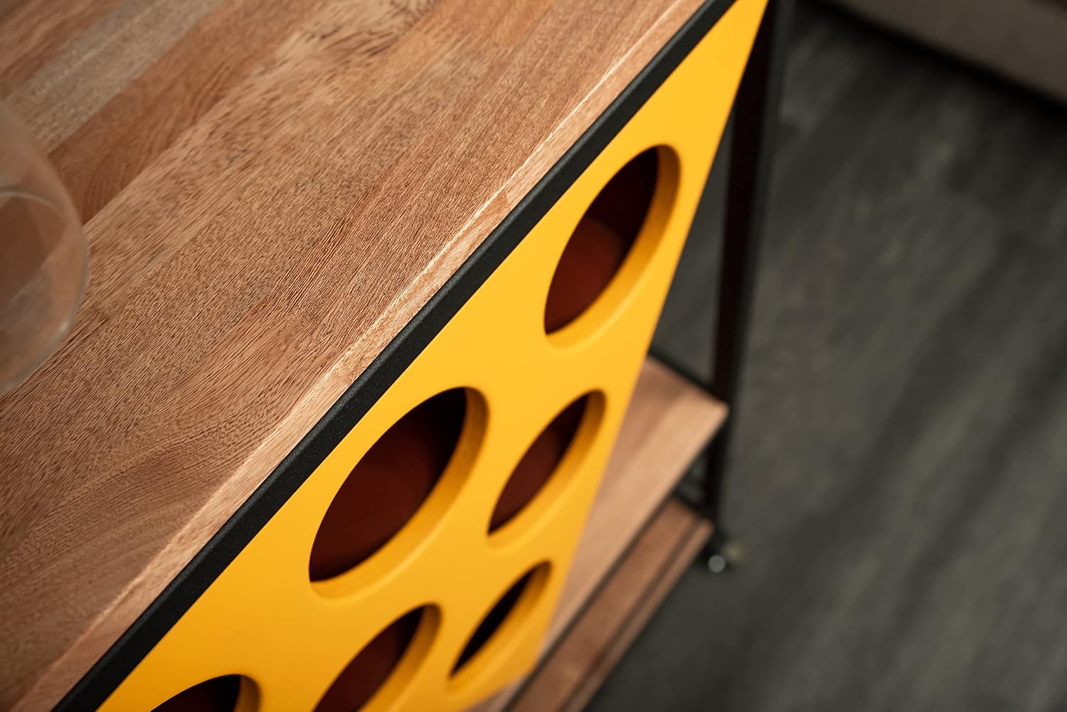 Tavolini Furniture 22" Wide Solid Oak Bar Cart with Wine Rack, Liquor Storage, and Wheels, Natural Brown - Bar & Serving Carts