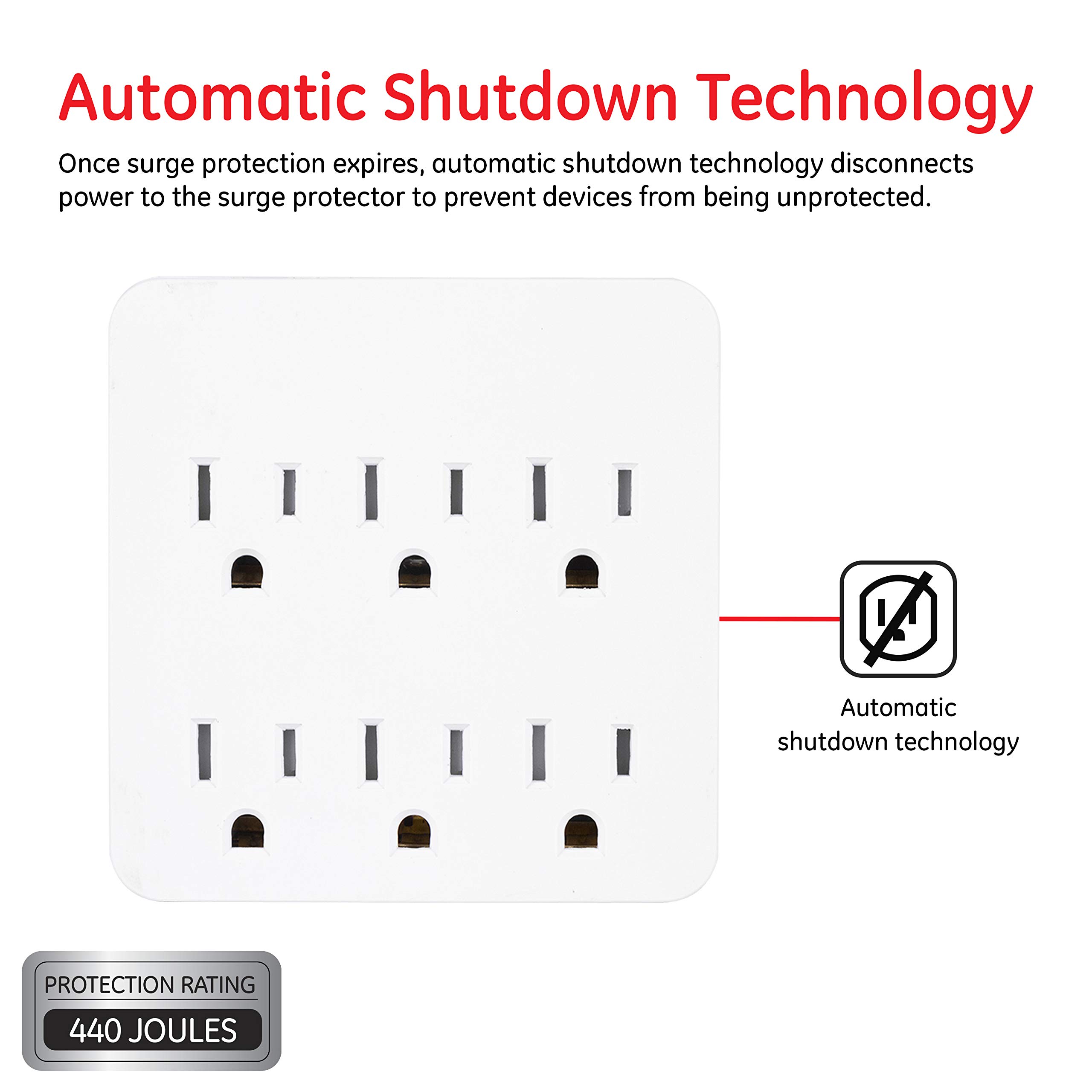 6Outlet Extender Surge Protector, TamperResistant