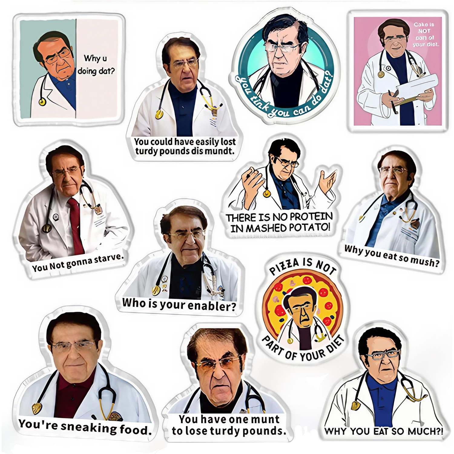 12 Stück Dr. Now Kühlschrankmagnete - Lustige Diät-Sprüche Für Küche & Büro