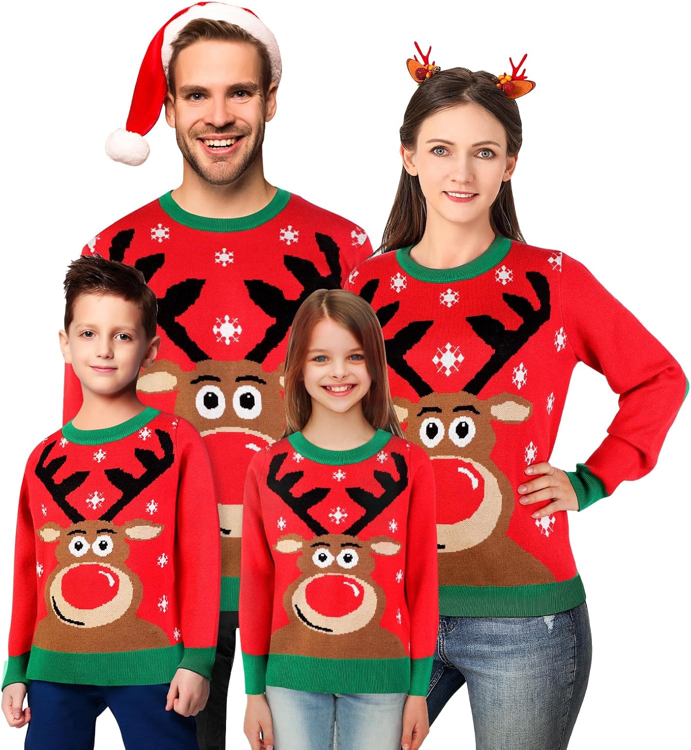 XiaoMoSha Unisex Ugly Sweater Christmas Women Men Holiday Knit Pullover Matching Ugly Christmas Sweater for Men Women Kids Red XX-Large - Image 2