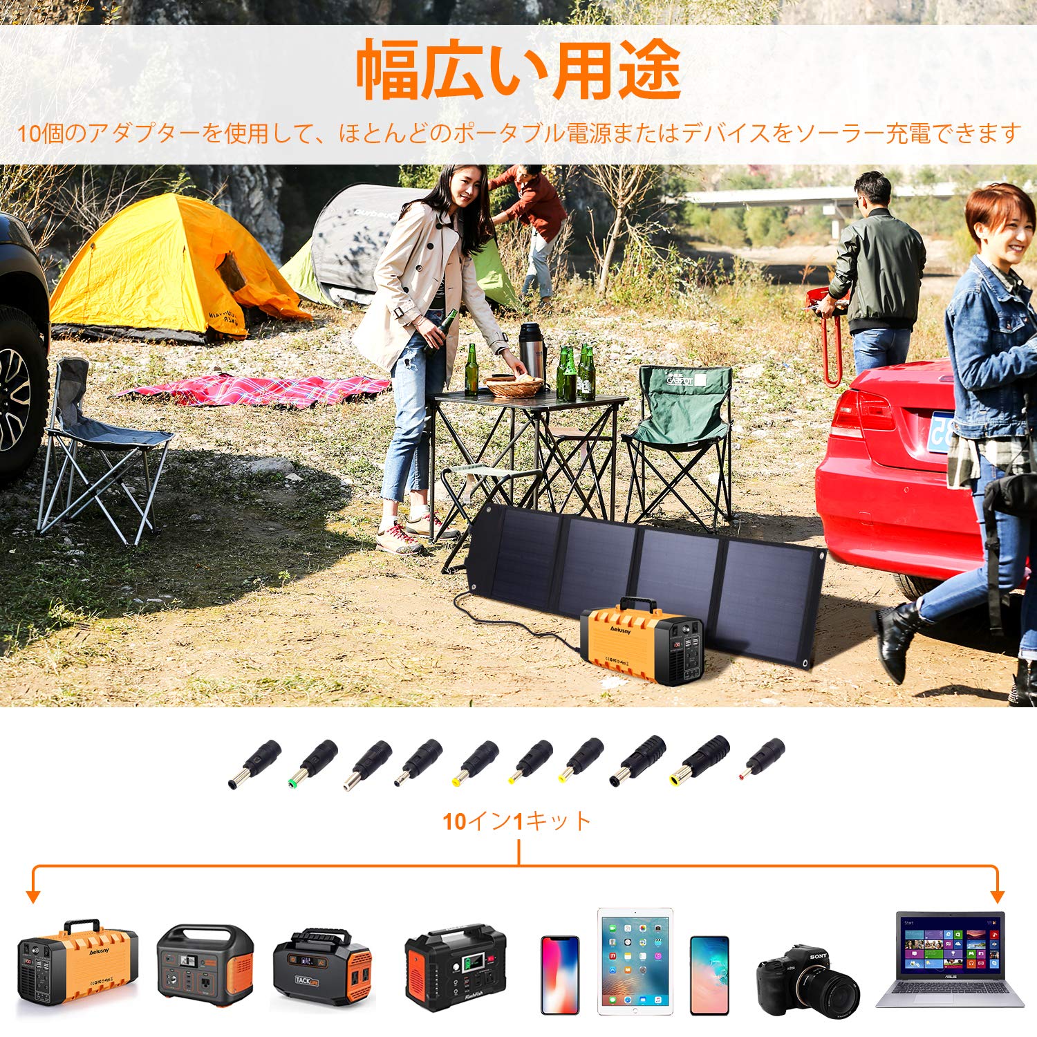 Amazon | Aeiusny ソーラーチャージャー 60W ソーラーパネル DC&USB