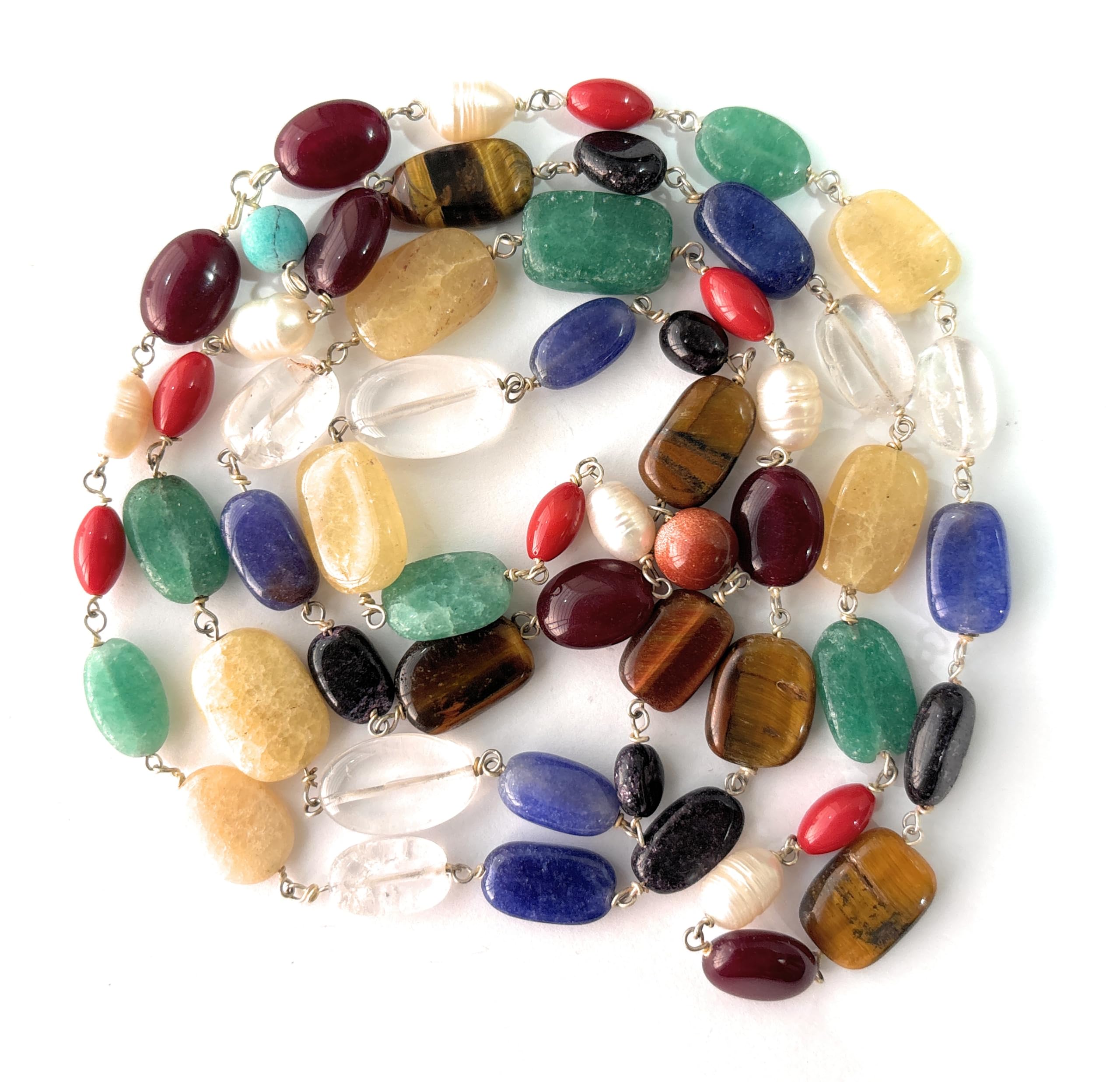 Apnisanskriti Men Multi Colour Mala With Chain (27 Inch, 9 Beads, Chapti Mala, Lab Certified) - Multicolor A+ Stones Pack Of 1-image-43