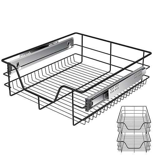 KESSER® Teleskopschublade 2er Set 50cm Schrankbreite verchromt aus Edelstahl Schubladeneinsatz