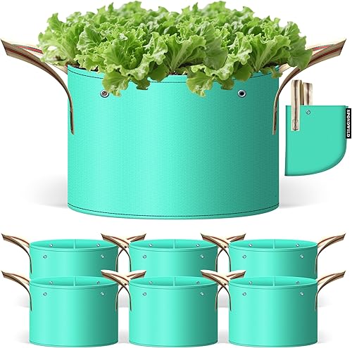 Miniatura 15 de 7 bolsas de cultivo de 20 galones, bolsas de cultivo de jardín PE para plantas con agujeros de unión de ramas y agujeros de drenaje inferiores