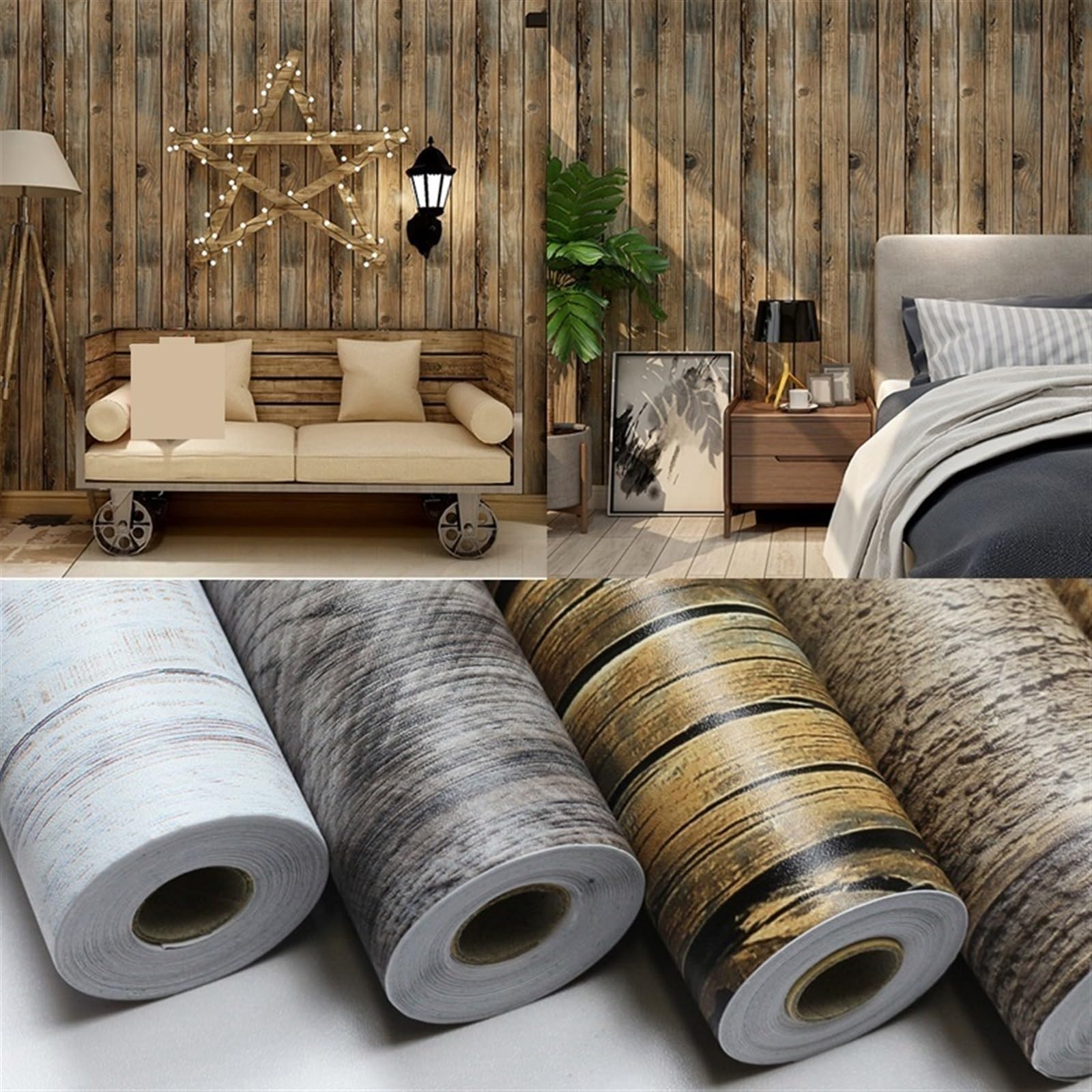 Carta da parati Rotolo di carta da parati in vinile impermeabile in legno autoadesivo, contatto decorativa for porte, armadi, scrivania, mobili moderni, adesivo decorativo per Decor(90063,45cm x 6m)