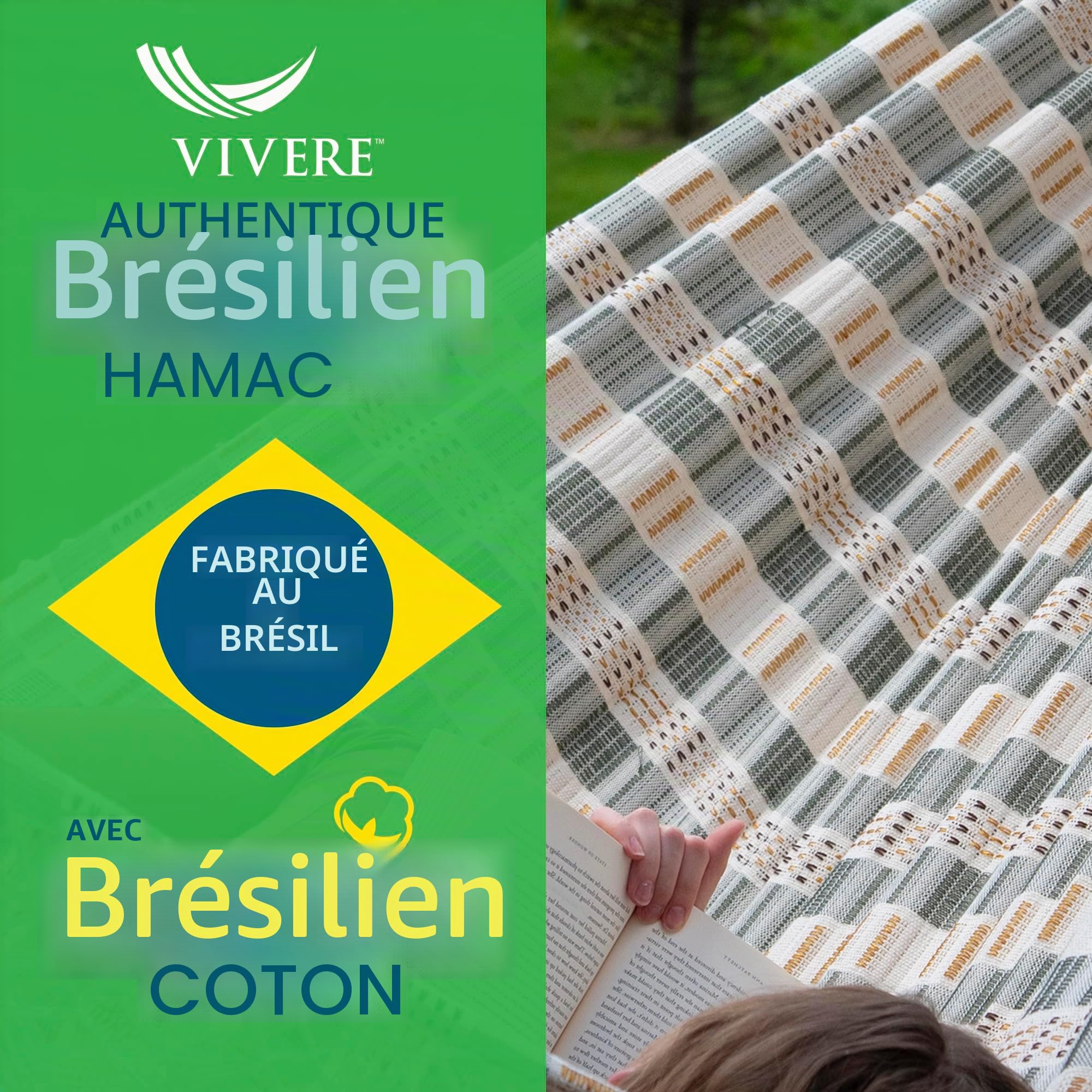 Vivere Authentique Hamac Brésilien Coton - Double - Honey Island