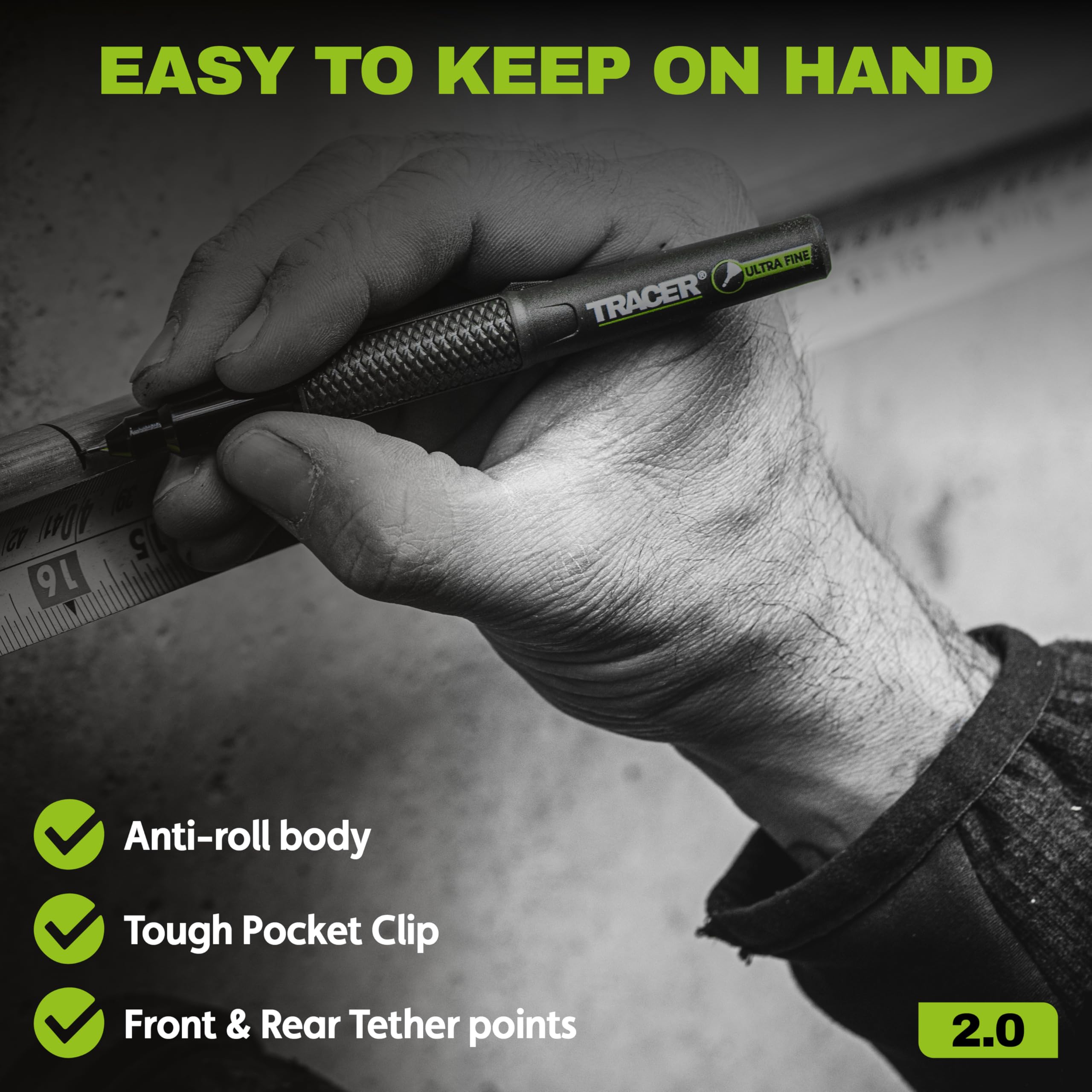 Tracer 2.0 Ultra Fine Tip Black Permanent Marker Pens x 36-100hr Cap-off time, Fast-drying Black Marker Pens x 36