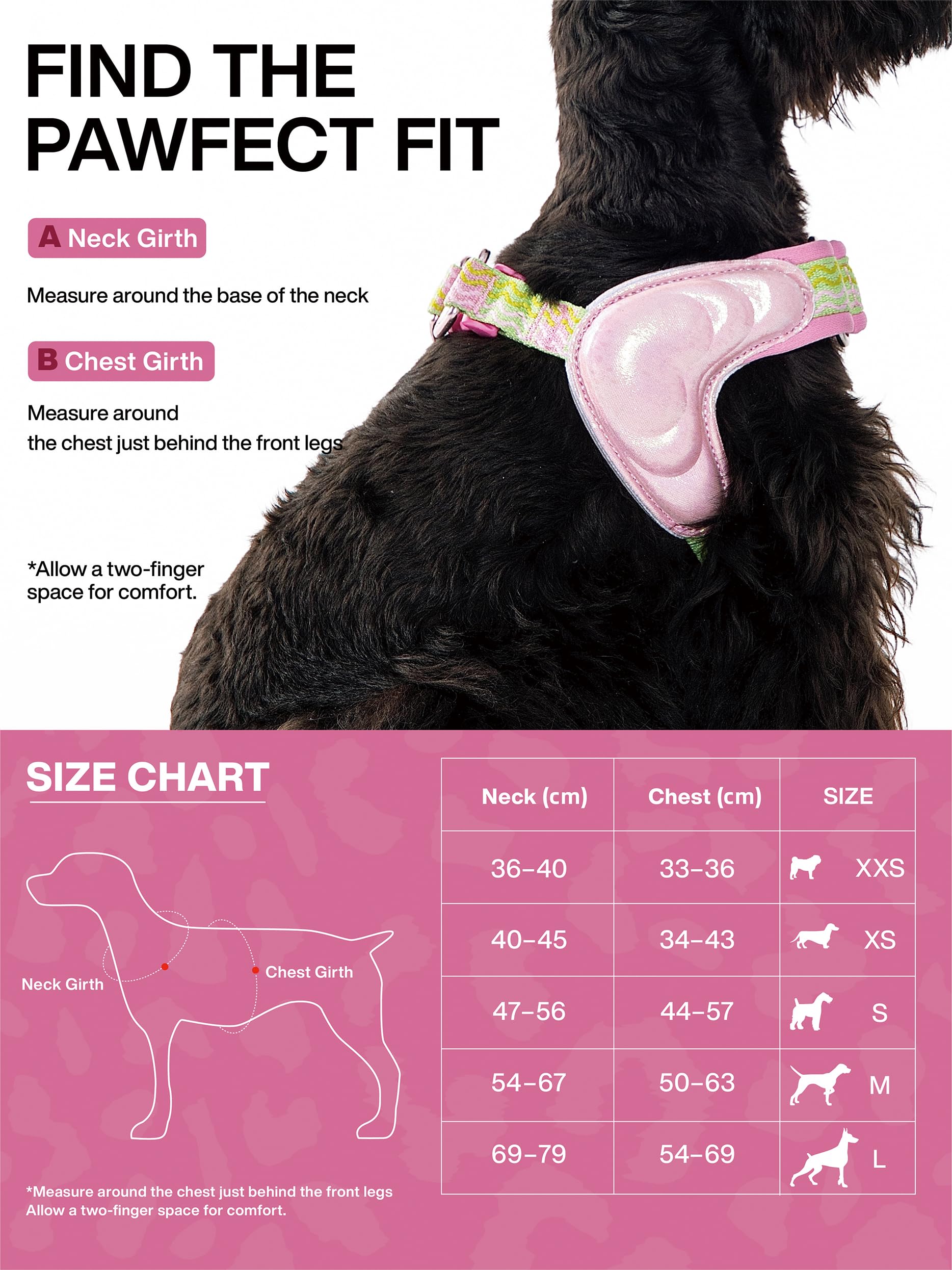 Harnais anti-traction pour chien Rose Sakura Taille S