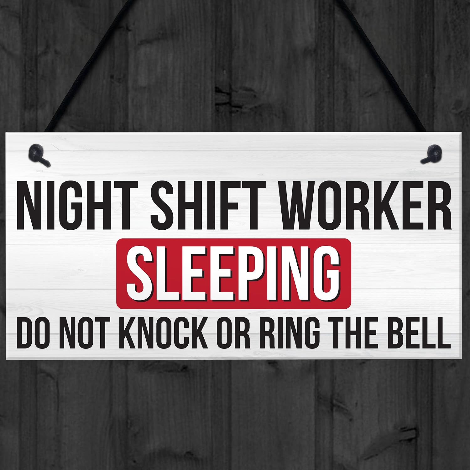 XLD Store Night Shift Worker Sleeping Do Not Disturb Hanging Plaque Plastic Door Sign 5" x 10"