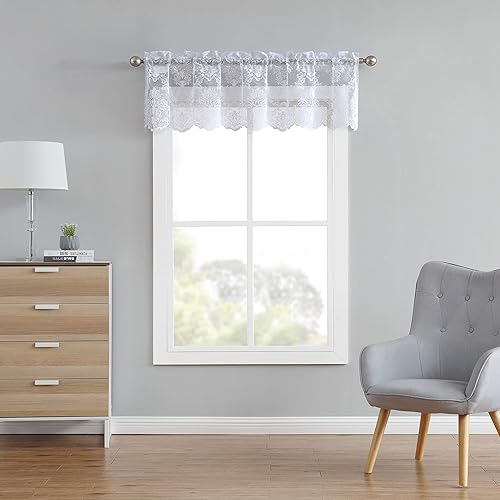 Miniatura 5 de LinenZone Adornos de encaje para cocina. Tratamiento de ventana de encaje para cocina o ventana pequeña. Los festones de encaje se pueden combinar