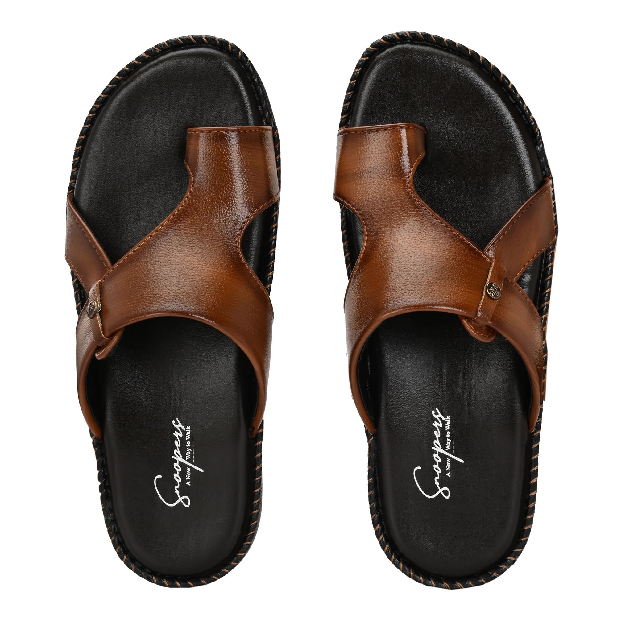 snoopers Men’s Leather Look Stylish Slippers with Toe Ring for Diwali, Festive & Ethnic Wear | Premium Synthetic Leather Chappals with Cushioned Footbed & Durable Anti-Slip Sole-picture-12