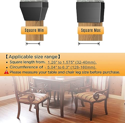Miniatura 2 de 16 protectores cuadrados para patas de silla, fundas para patas de silla para proteger suelos, tapas de patas de silla, protectores de patas de