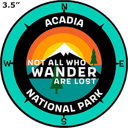 Miniatura 9 de Parque Nacional Acadia, Maine - Not All Who Wander - Calcomanía de 3.5 pulgadas para ventana de coche, camión, vacaciones, recuerdo, viaje, tema