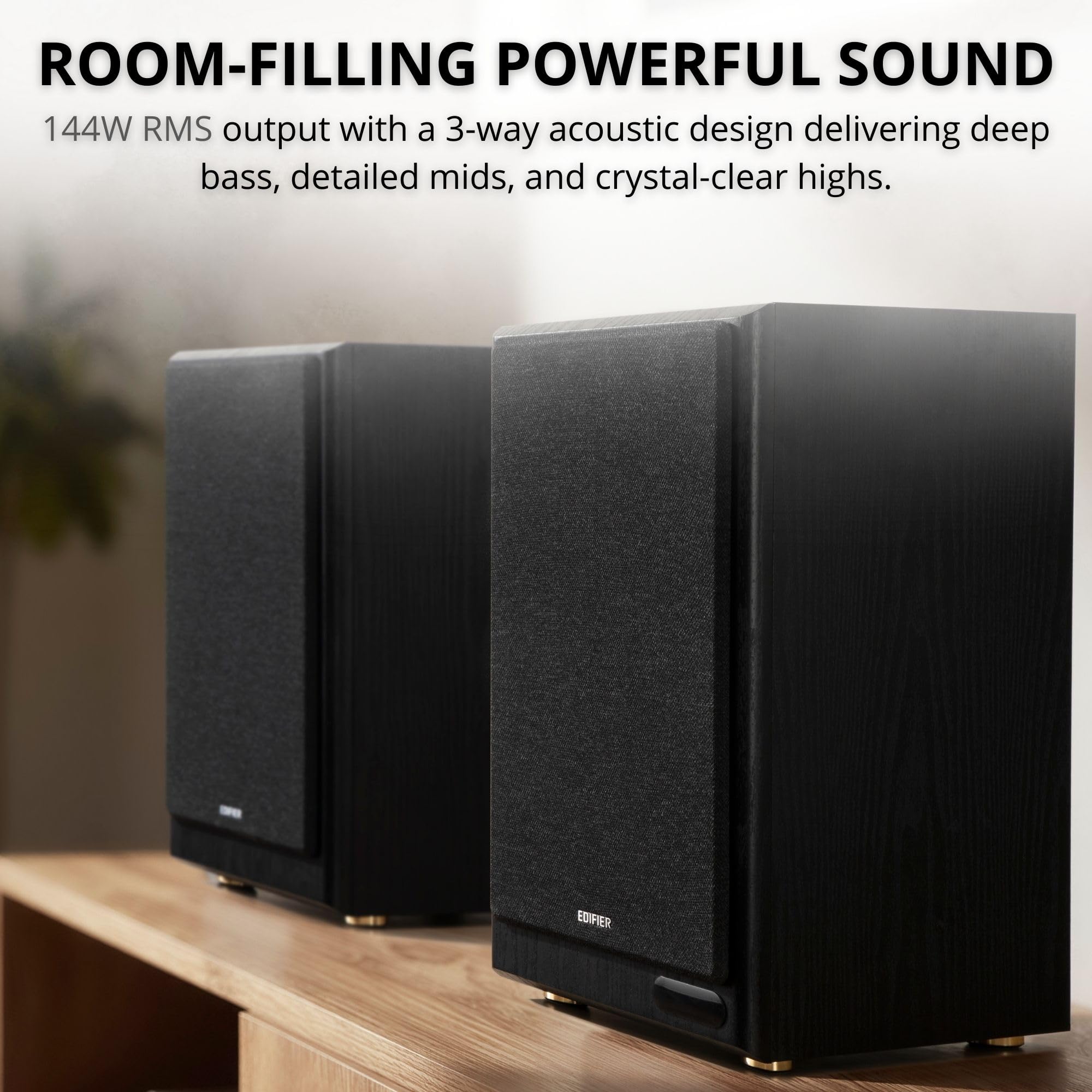Edifier R2750DB MKII Altavoces Autoamplificados, Altavoces Activos HiFi 144W RMS. Sistema 3 Vías con Bluetooth 6.0, HDMI eARC, Audio Alta Resolución 24bit/96kHz y Sub out, Negro