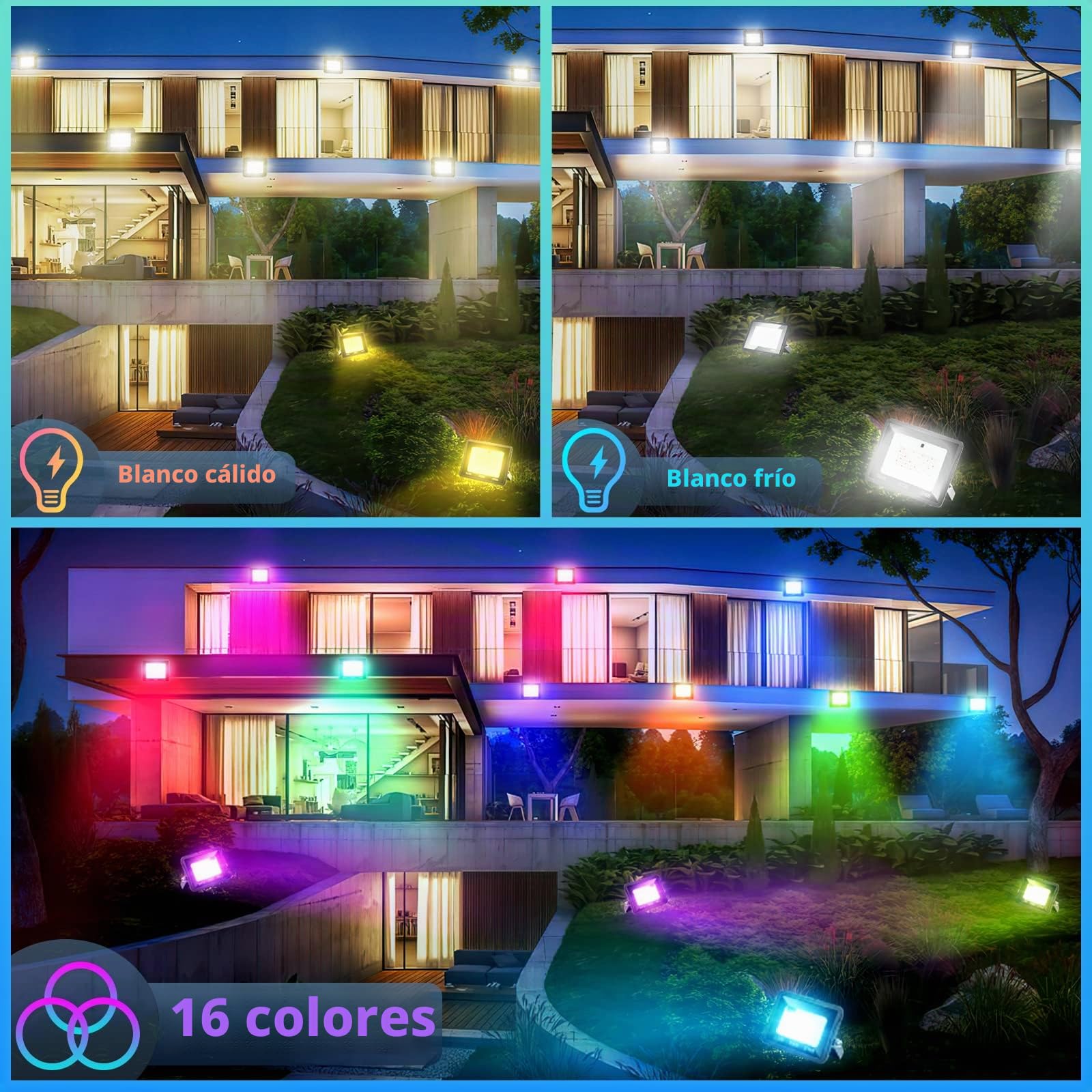 Foco RGB de 10 W, 8 unidades, foco LED RGB con mando a distancia, foco LED RGB regulable con 16 colores, 4 modos, IP66 resistente al agua, foco RGB exterior para fiestas, jardín, luz ambiental