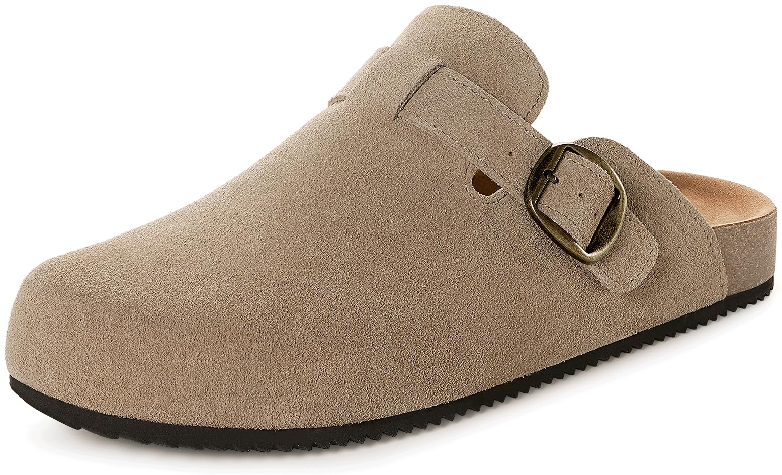 Intini Womens Suede Clogs Mens Leather Mules Unisex Cork Footbed Sandals with Arch Support