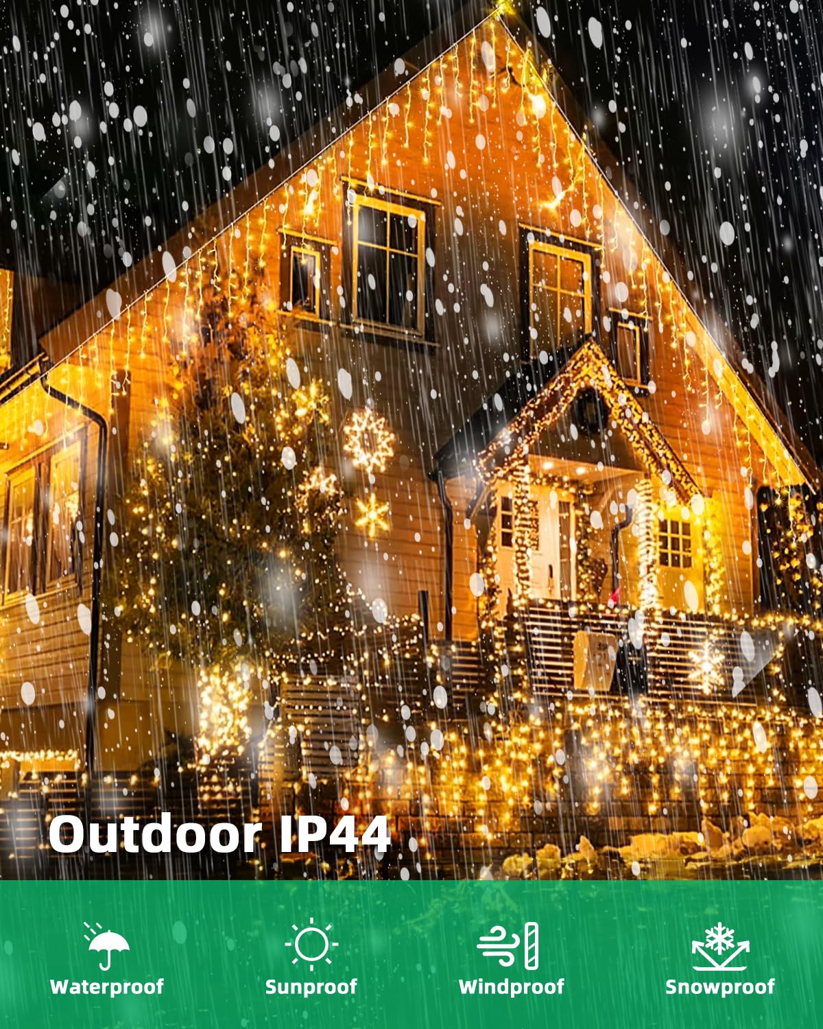 LEDYA Lichterkette Außen, 7.5M 240led Eisregen Lichterkette Außen, 6er-Serienschaltung möglich, Memory-Funktion, Timer 8 Modi Weihnachtsdeko outdoor für Fenster Balkon Garten