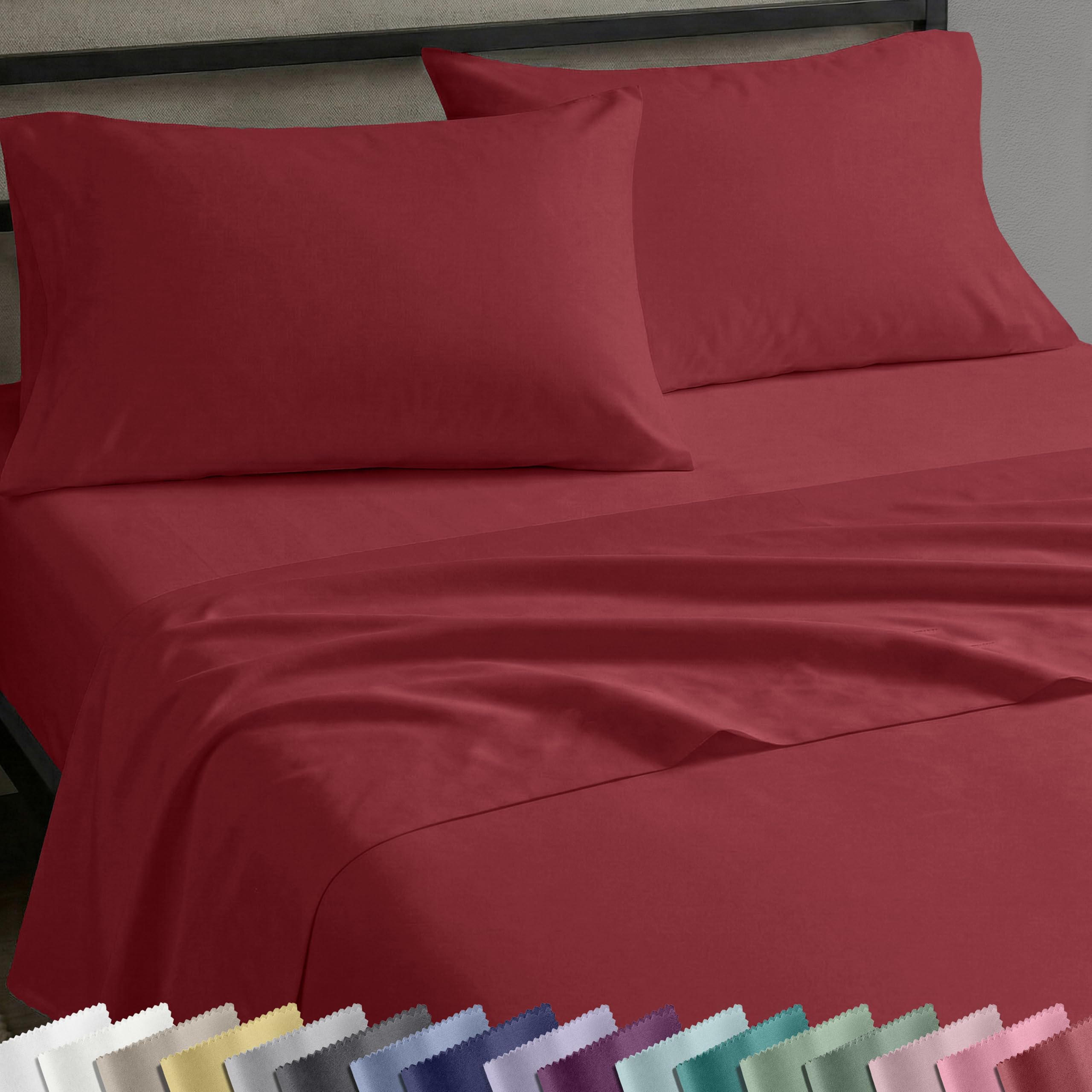 California Design Den Natural 100% Cotton Twin XL Sheets Set, Soft, Durable Sateen, Brick red
