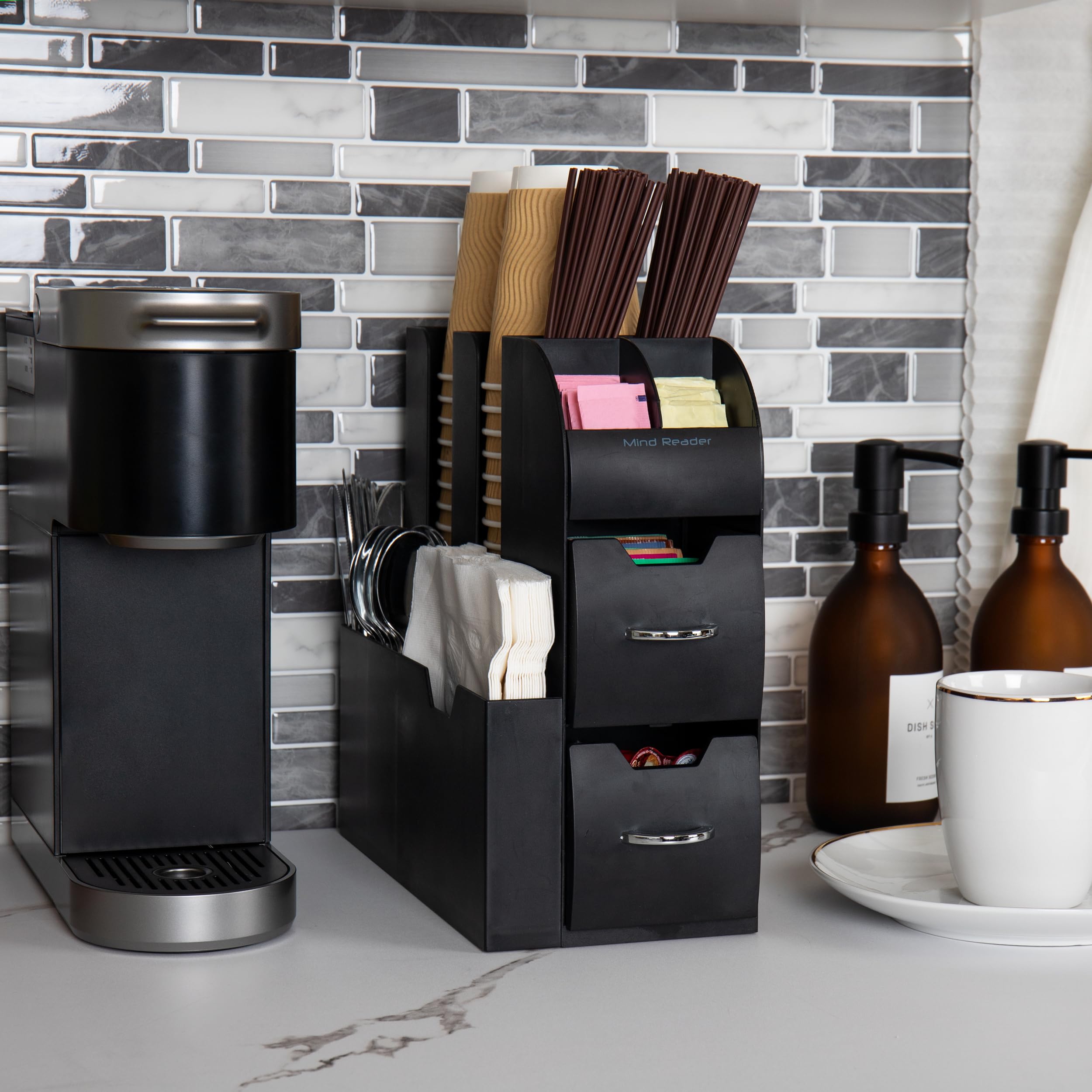 Mind Reader - Organizer per gli accessori e condimenti per il caffé 6 Black