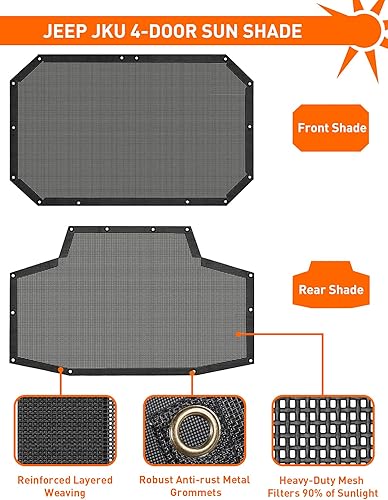 Miniatura 9 de Savadicar Parasol superior, cubierta de malla para el sol, pantalla de bikini con bloqueo UV con patrón de bandera de Estados Unidos para Jeep