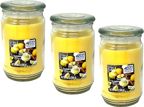 Mainstays - Velas perfumadas de 20 onzas, paquete de 3 (limón azucarado dulce)