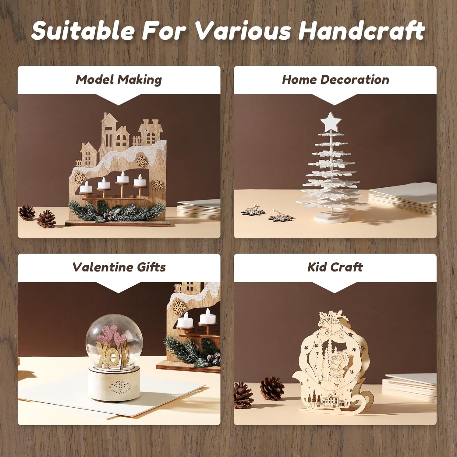 12 Pack Walnut Wood Sheets, 12 x 12 x 1/8 Inch Basswood + Walnut + Birch, Wood for Laser Cutting and Engraving, 3mm Plywood for Laser Cutting, Wood for Crafts, Laser Engraving Blanks, Unfinished Wood