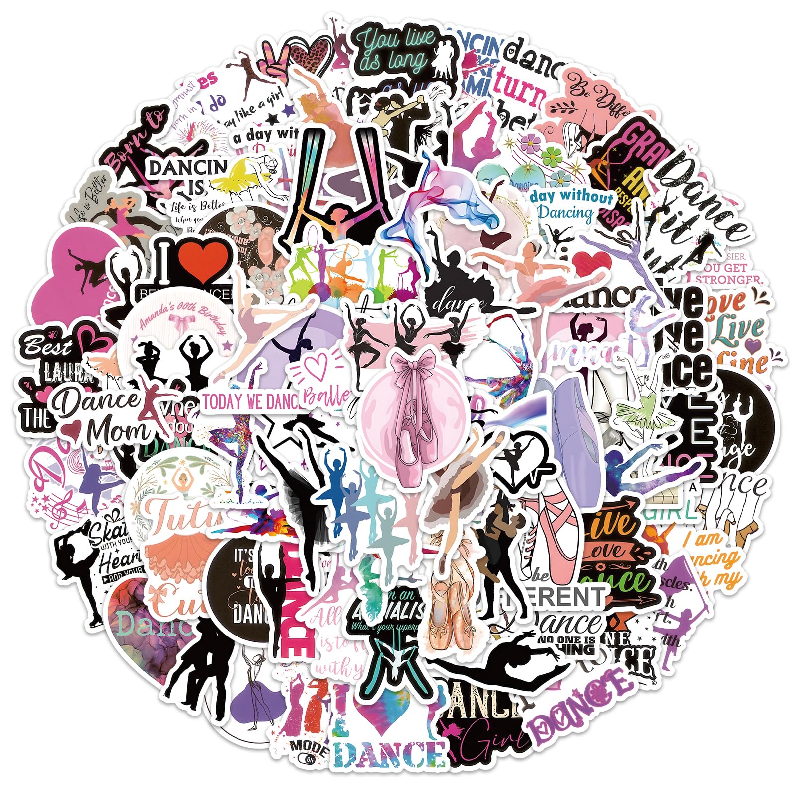 100 PCS Dance Stickers, Dancer Stickers Vinyl Waterproof Stickers for Water Bottle Laptop Luggage Helmet Skateboard Snowboard Guitar Scrapbook Phone