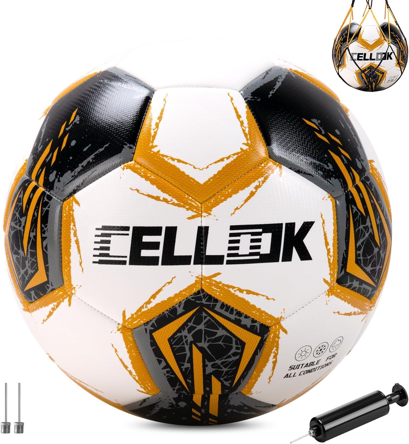 Soccer Ball Size 5 Size 4 - Deflated with Pump & Mesh Bag, Durable & Sturdy Design, Indoor/Outdoor Training Sports Game Ball, Official Size - Ideal Soccer Gift for Youth Teens Adult