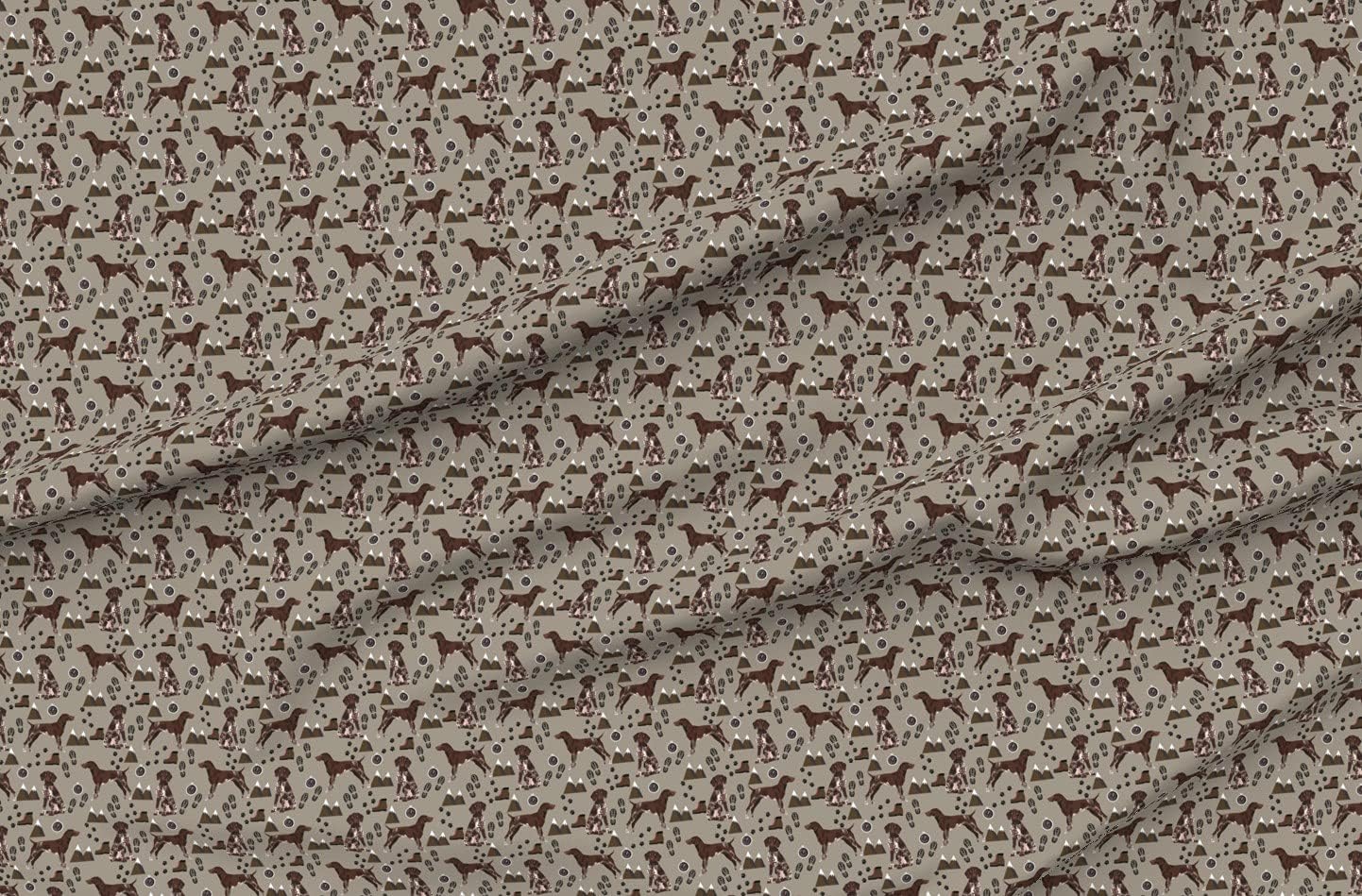 Spoonflower Fabric - German Pointer Dogs Hiking Mountains Brown Outdoors Quilt Pet Portrait Printed on Petal Signature Cotton Fabric by The Yard - Sewing Quilting Apparel Crafts Decor