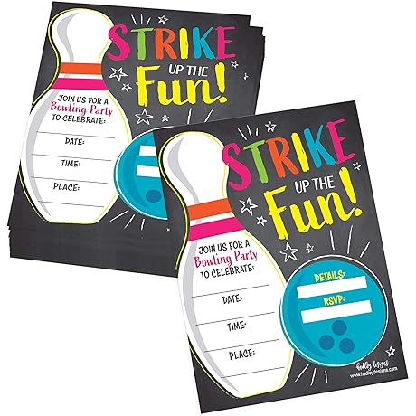 Hadley Designs 25 Bowling Birthday Invitations Kids Birthday Party Invitations