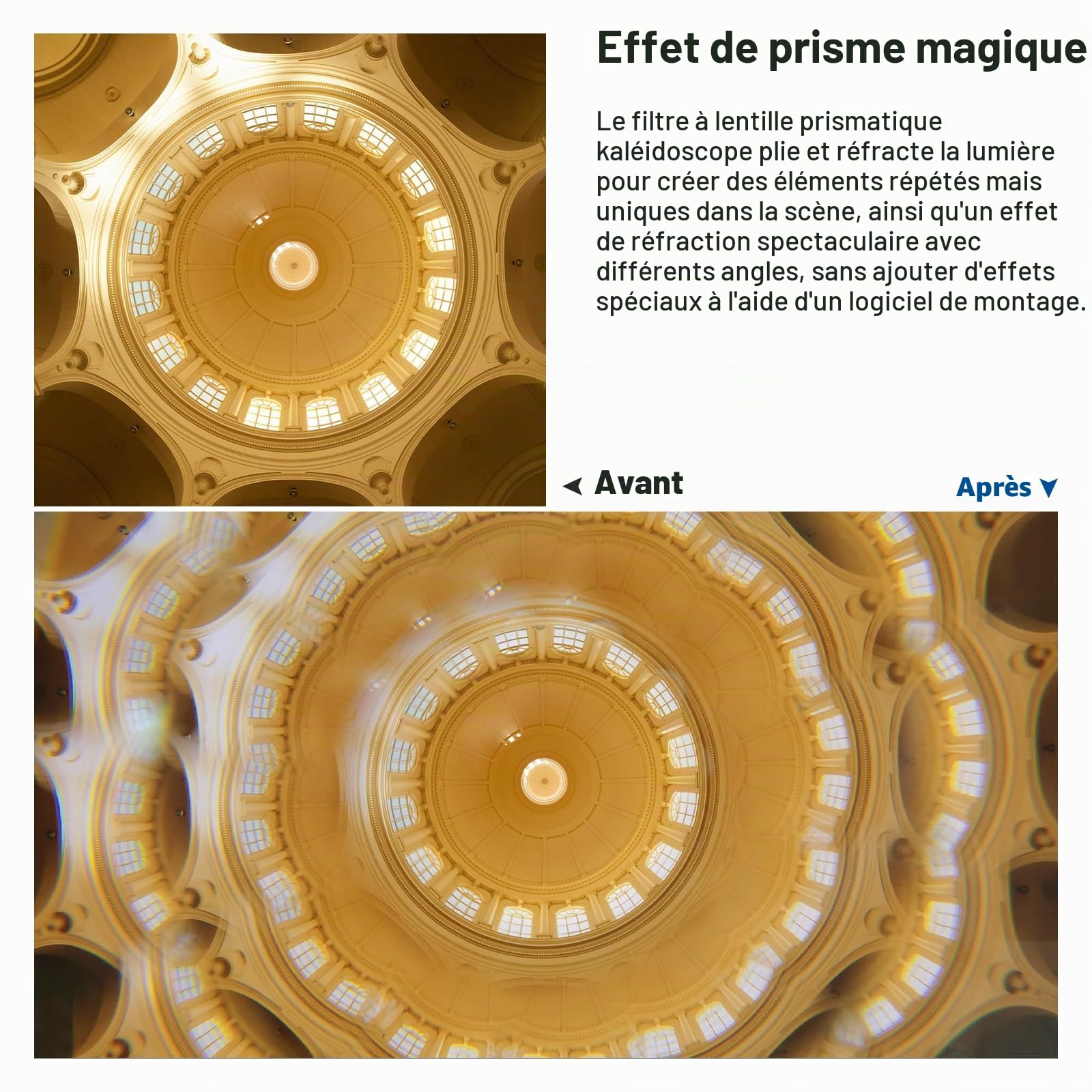 NEEWER Filtre à Prisme kaléidoscope de 82mm, Filtre à Effet de Verre avec réfraction Multiple et Nombre Variable de sujets photographiques