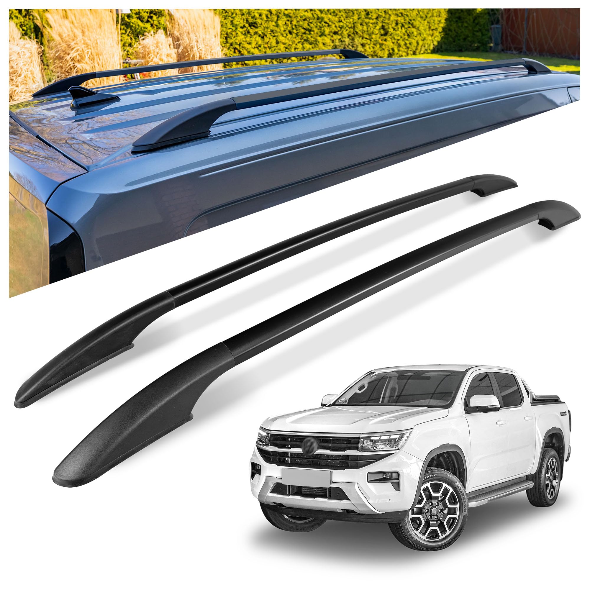 CHROMEMASTER | Dachrelinge Dachträger Kompatibel mit VW Amarok 2023+; Geeignet zur Montage von Dachträgern, Dachboxen und Fahrradträgern | Einfache und Schnelle Montage | Alu