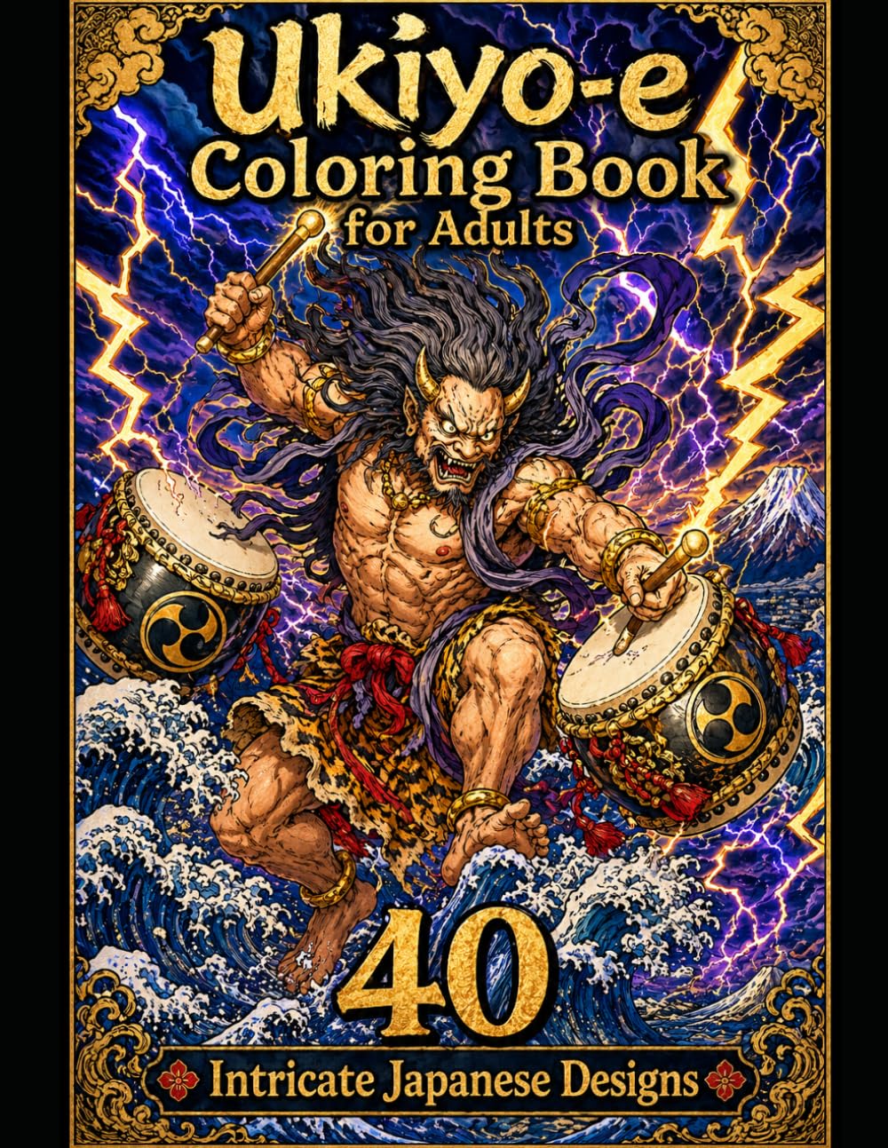 Ukiyo-e Coloring Book for Adults: 40 Intricate Japanese Woodblock Prints: Waves, Beauties, Warriors & Yokai – 40 Detailed Designs